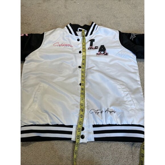 Vintage Y2K  rue21 Satin Varsity Jacket Size Medium White Los Angelos California - Picture 14 of 16